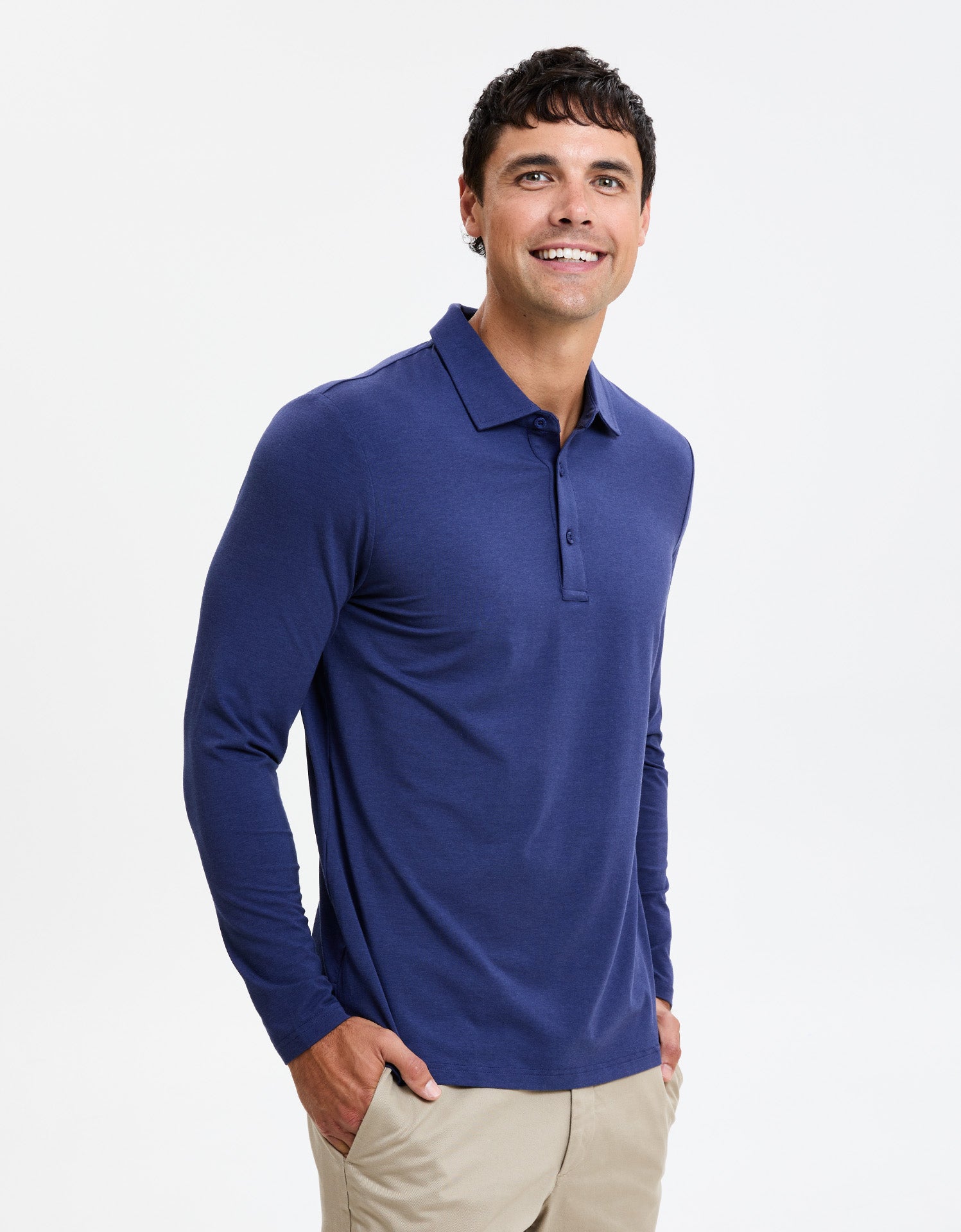 Sun Protective Long Sleeve Polo Shirt For Men UPF50+