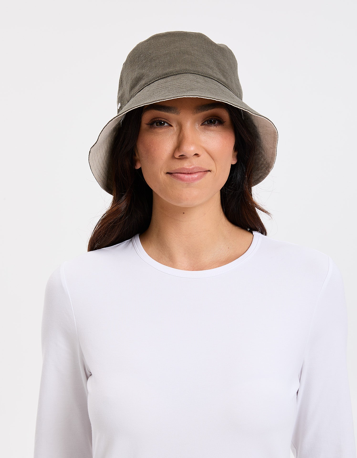 Vacation Cotton Linen Bucket Hat UPF50+ | Solbari Women's Bucket Hat Summer Olive
