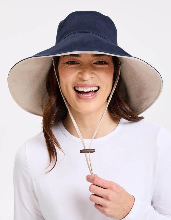 Ultra Wide Cotton Linen Hat UPF 50+