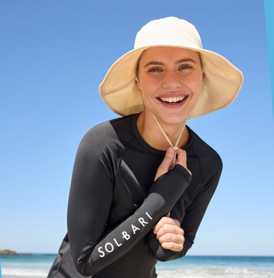 Wide Brim Beach Hat reduces skin aging from sun exposure