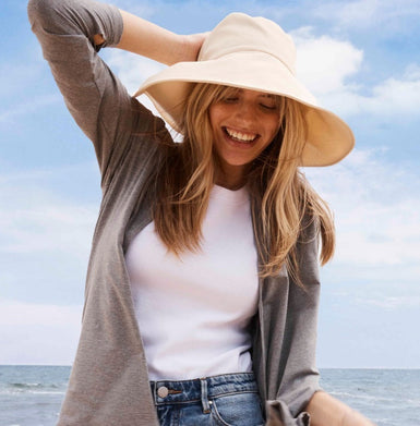 Ultra Wide Brim Sun Hat reduces skin aging from sun exposure