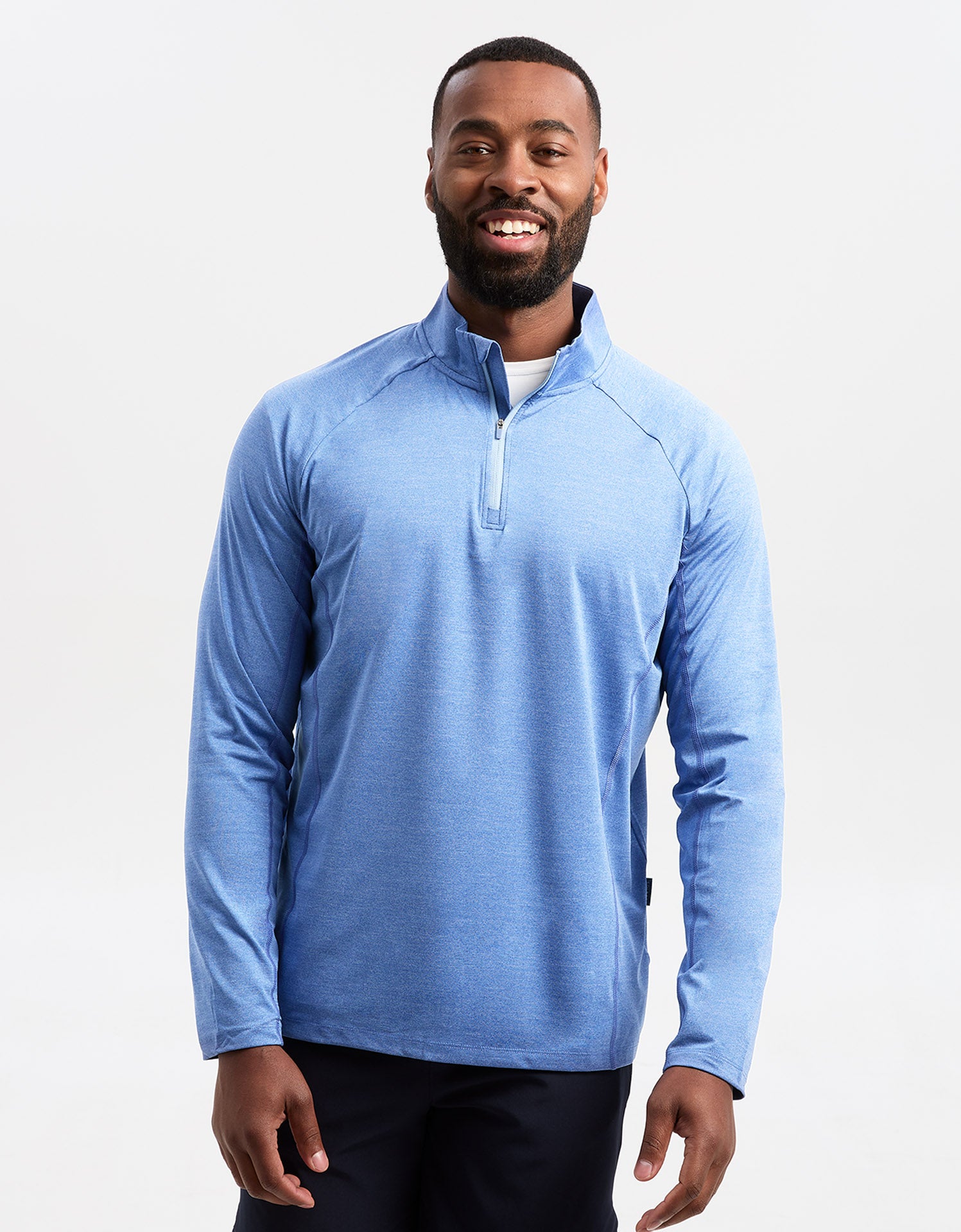 UPF 50+ Sun Protective Long Sleeve Quarter Zip Top for Men | Solbari Ocean Blue