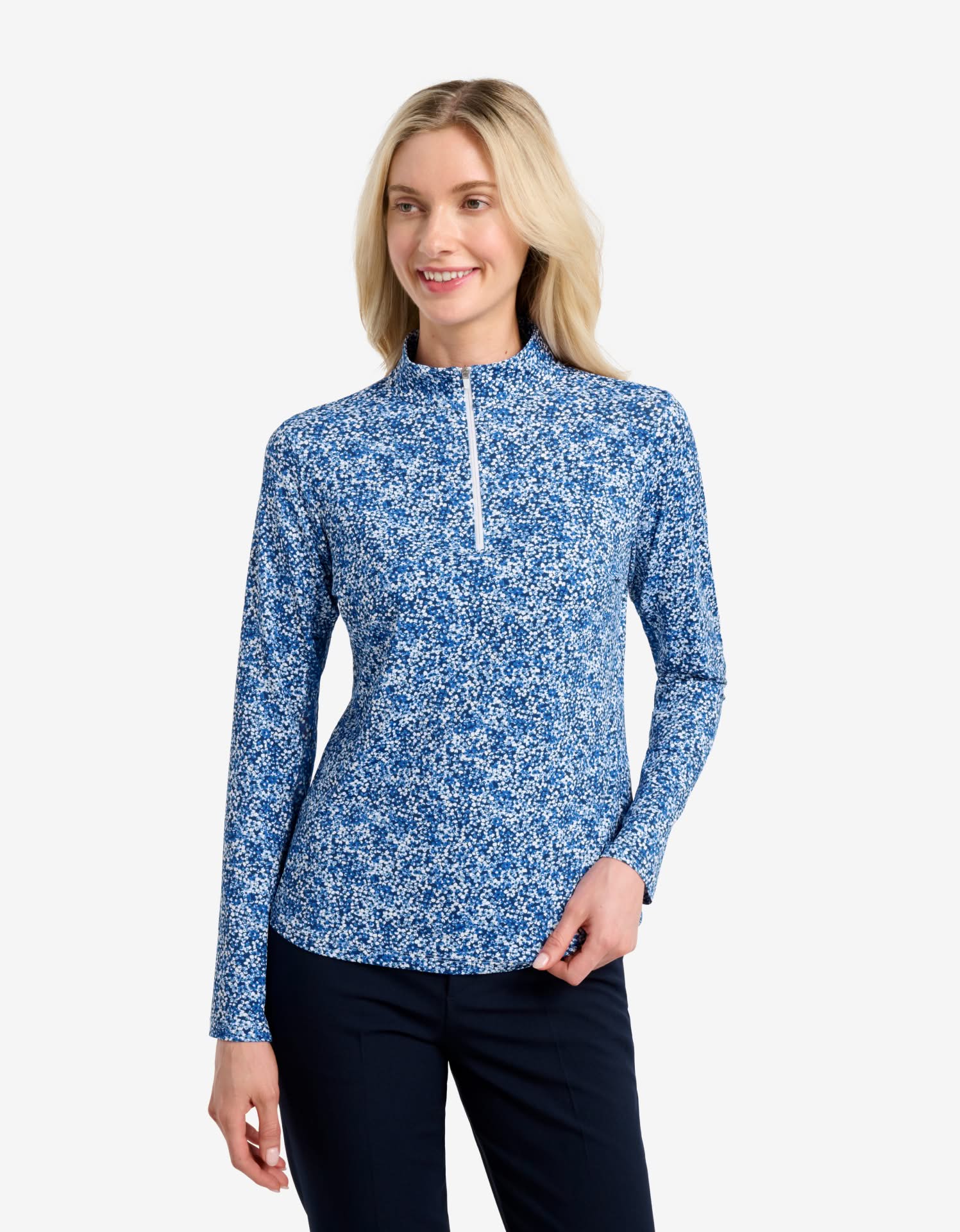 Women's UPF 50+ Summer Floral Quarter Zip Top | Cooling UV