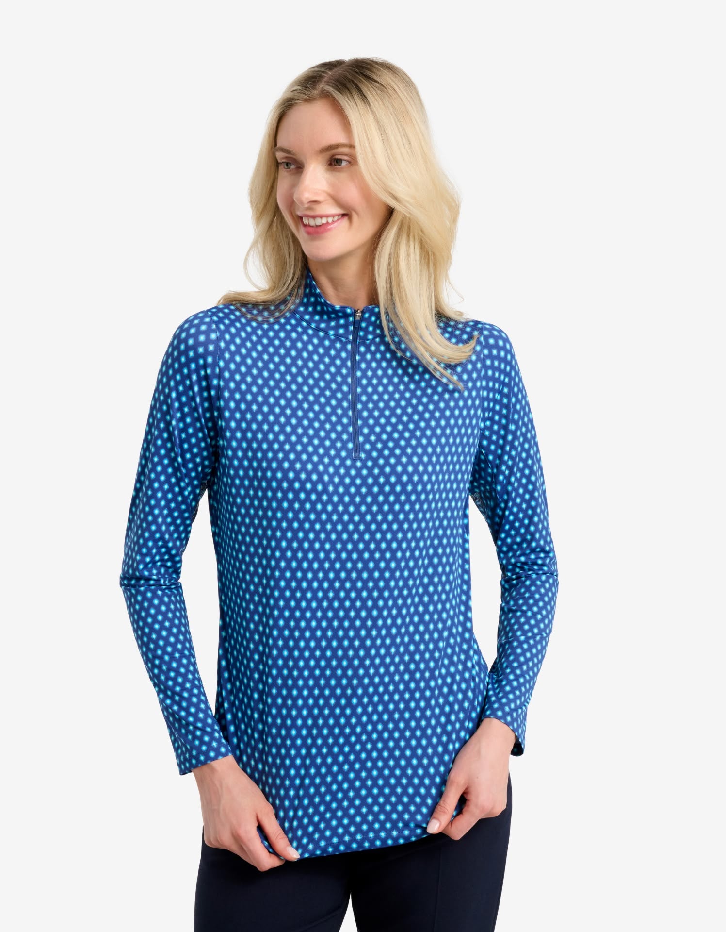 Long Sleeve Printed Quarter Zip Top UPF 50+