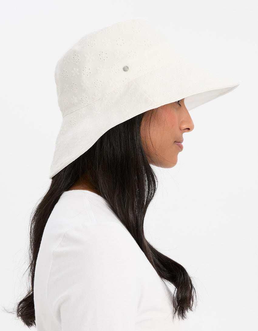 Sun Protective Wide Brim Sun Hat For Women | Broderie Wide Brim Sun Hat UPF50+ | Solbari USA