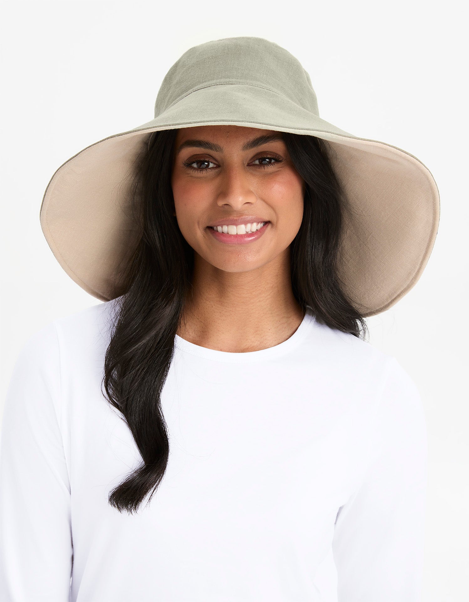 Ultra Wide Cotton Linen Hat UPF50+ | Women's UV Protection Sun Hat SAGE / BEIGE