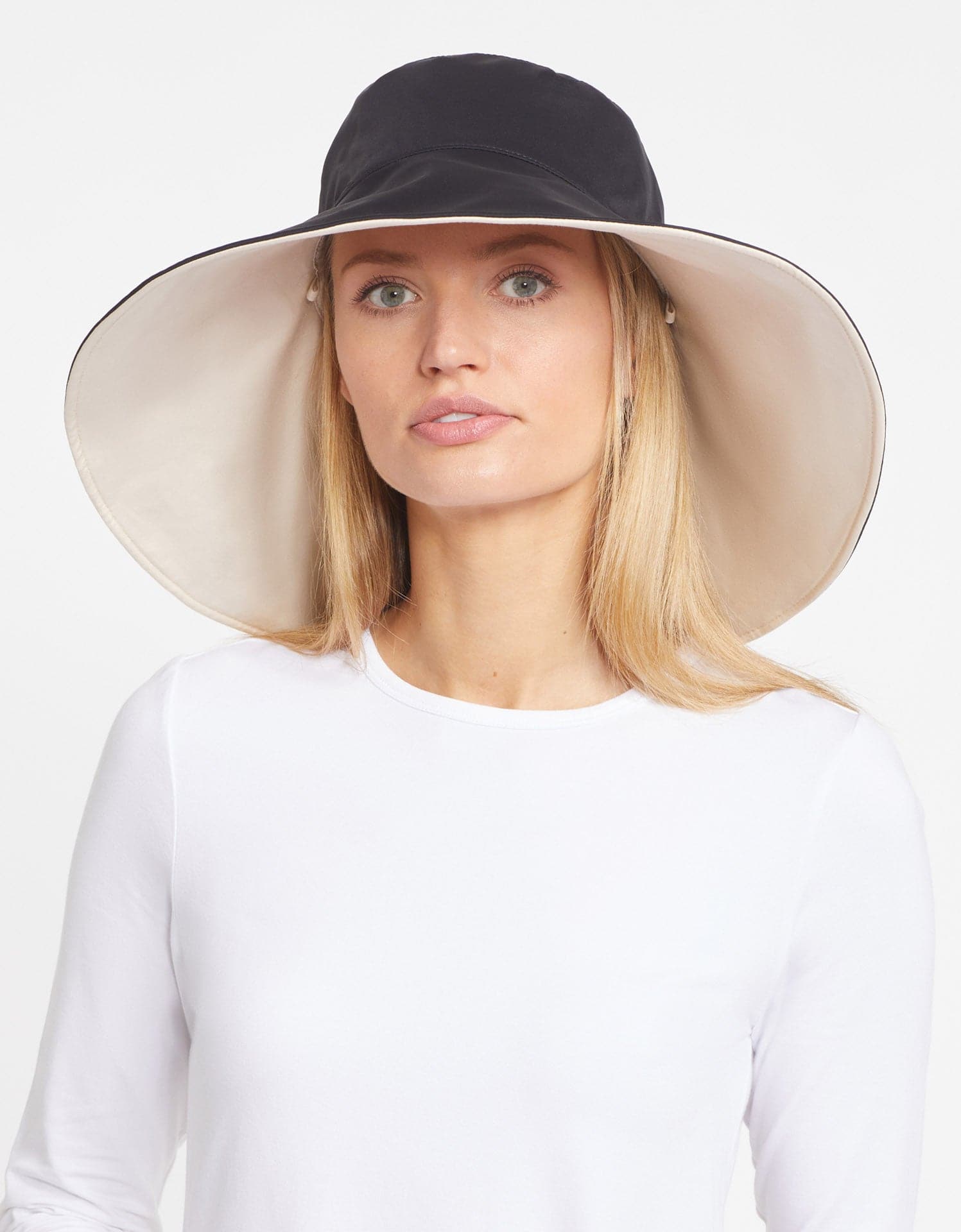 Women s Ultra Wide Brim Hat UPF 50 Solbari USA Ice Blue Beige