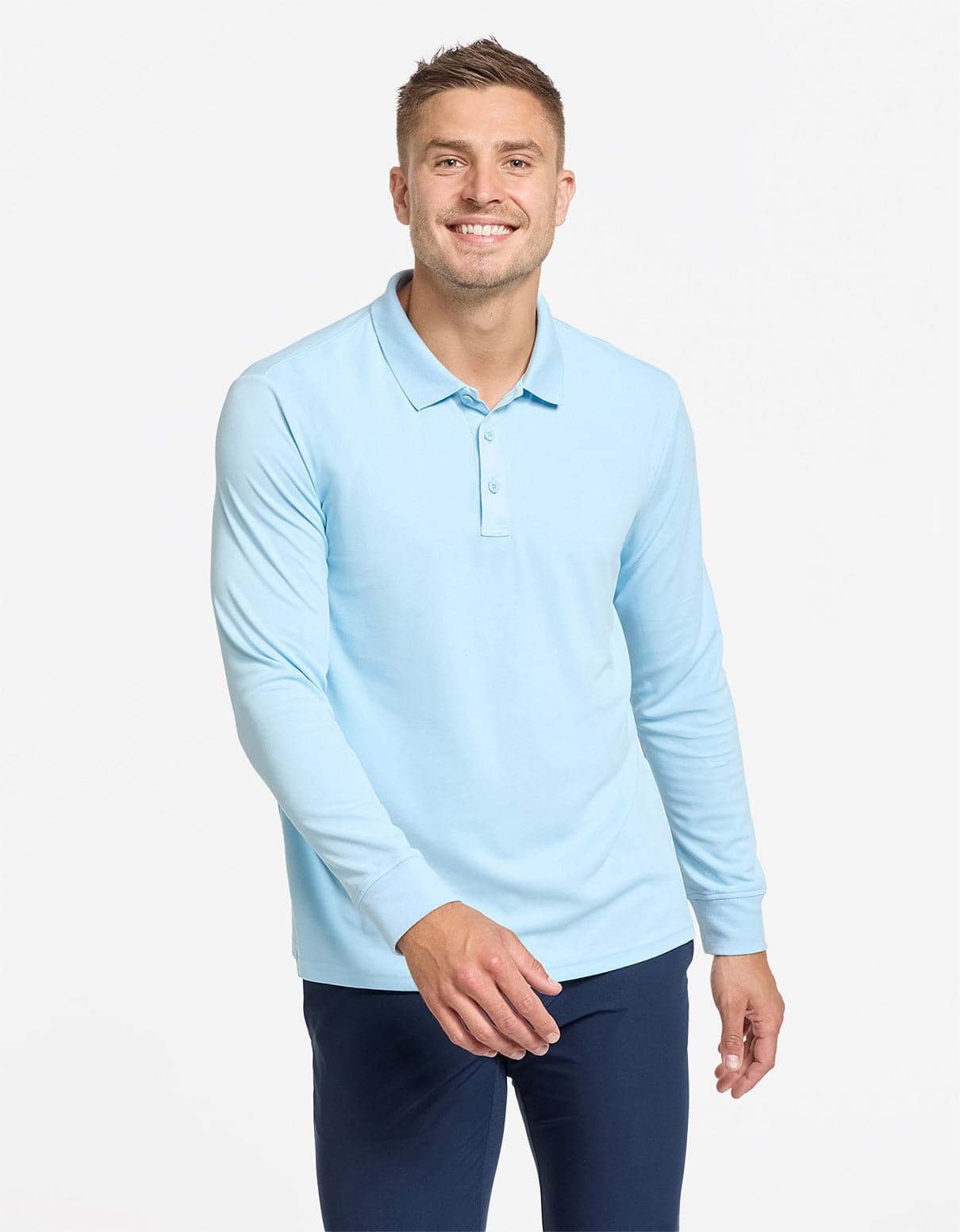 Long Sleeve Piqué Polo UPF50+ Recycled Fabric Collection - S / LIGHT BLUE