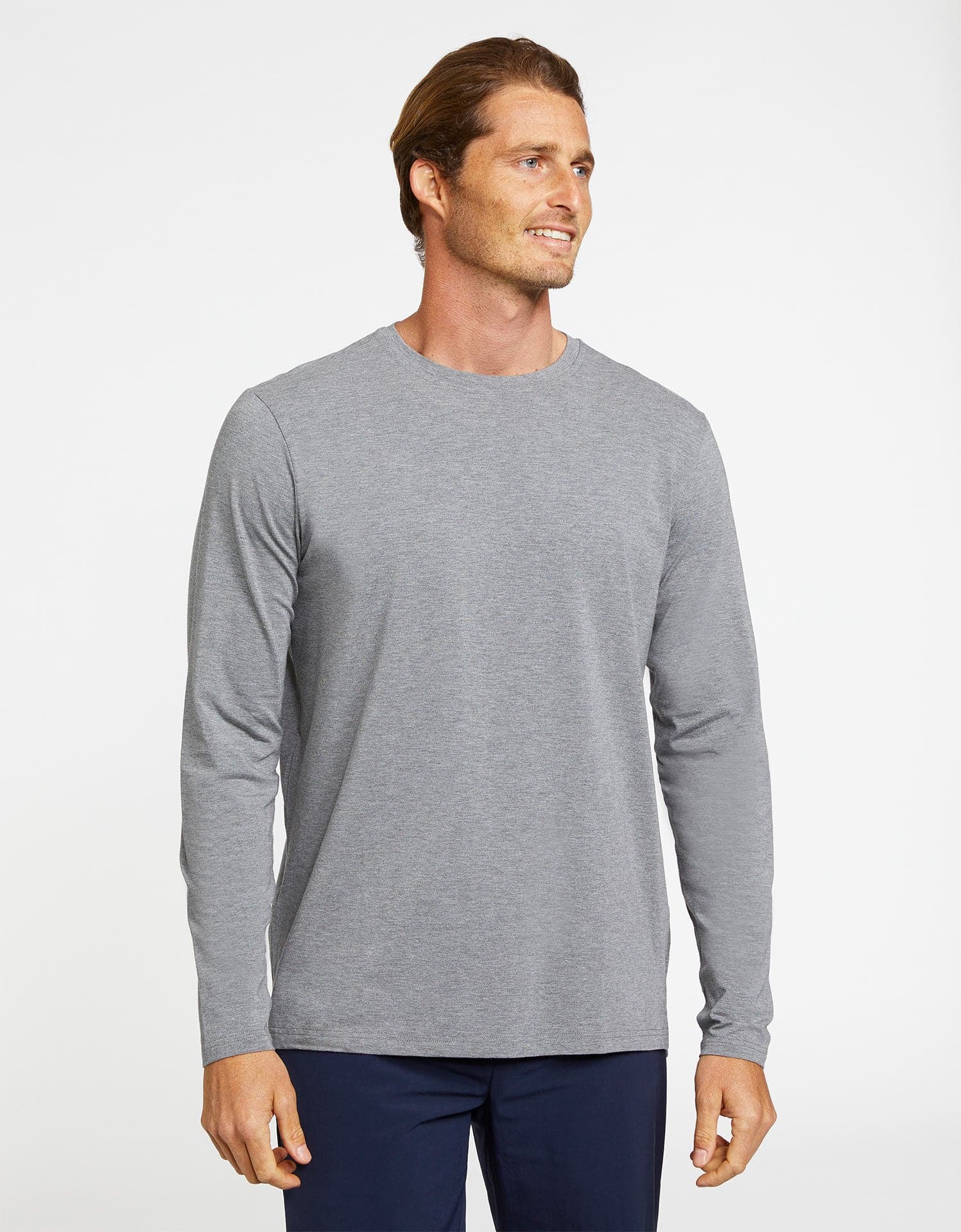 Sun Protective Long Sleeve T-Shirt For Men | UPF 50+ Sun Protection Light Grey Marle