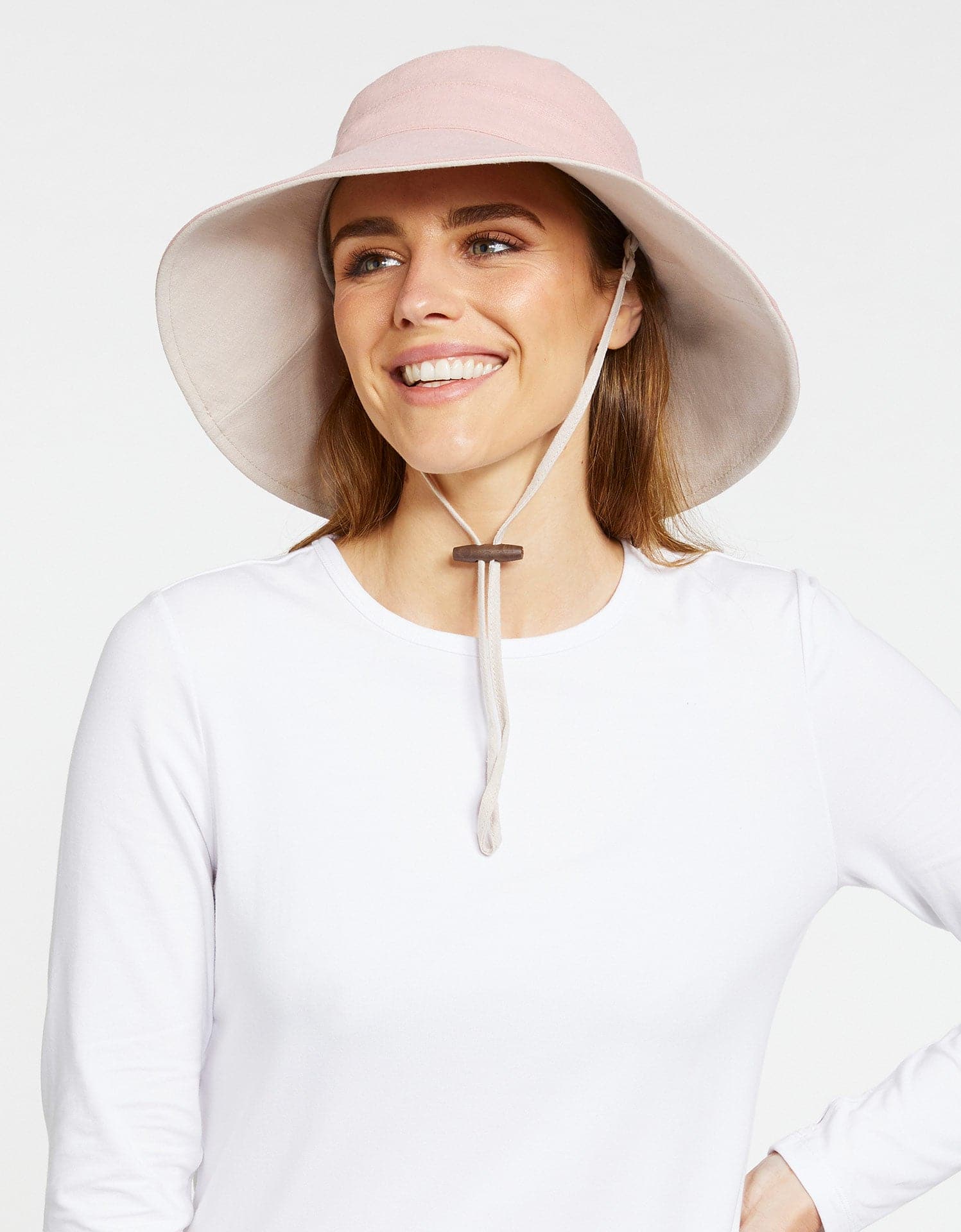 Sun Protective Wide Brim Sun Hat for Women | Resort Sun Hat Dusty Pink / Beige
