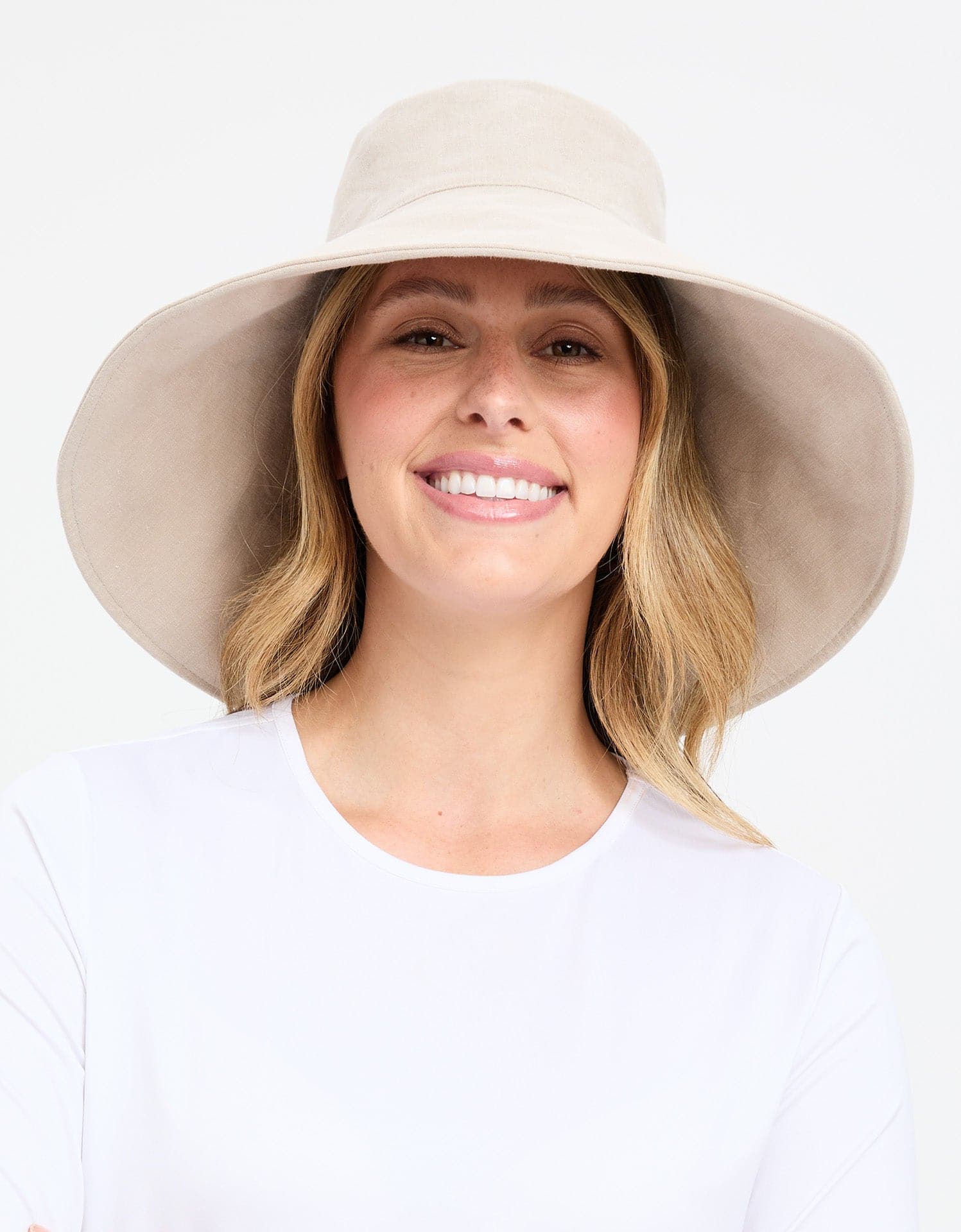 Ultra Wide Cotton Linen Hat UPF50+ | Women's UV Protection Sun Hat PINK / NATURAL