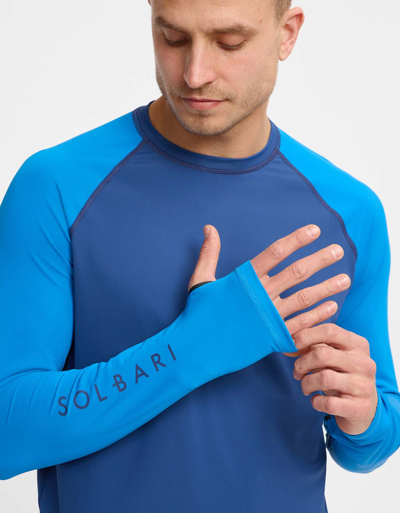 Sun Protective Color Block Mens Long Sleeve Rashguard UPF50+ Swimwear Solbari