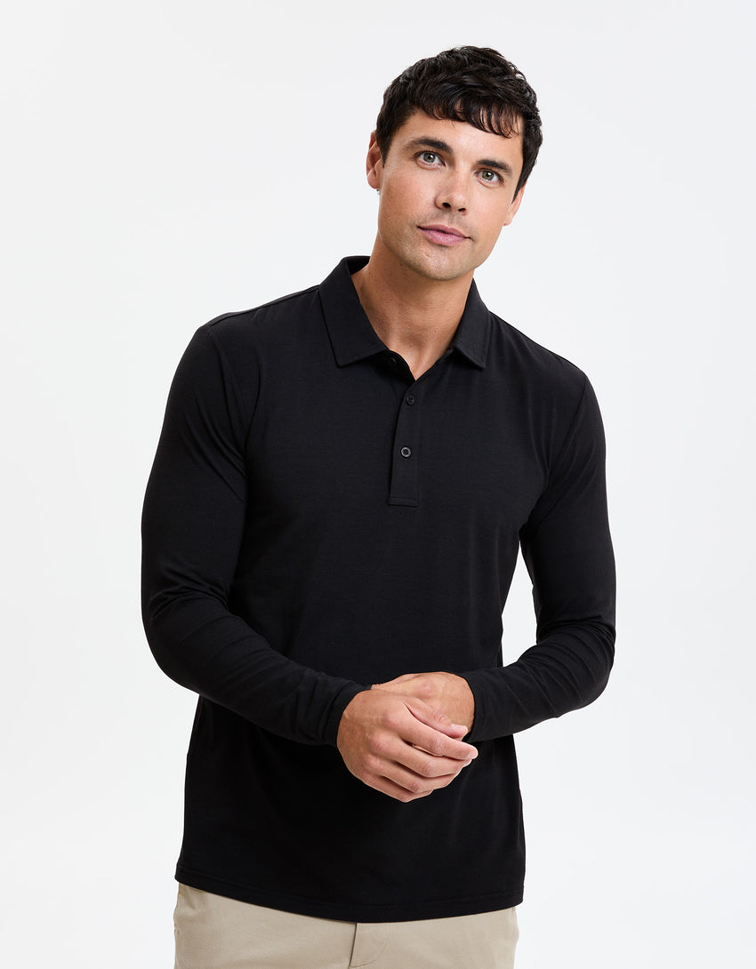Sun Protective Long Sleeve Polo Shirt For Men UPF 50+ | UV Protection