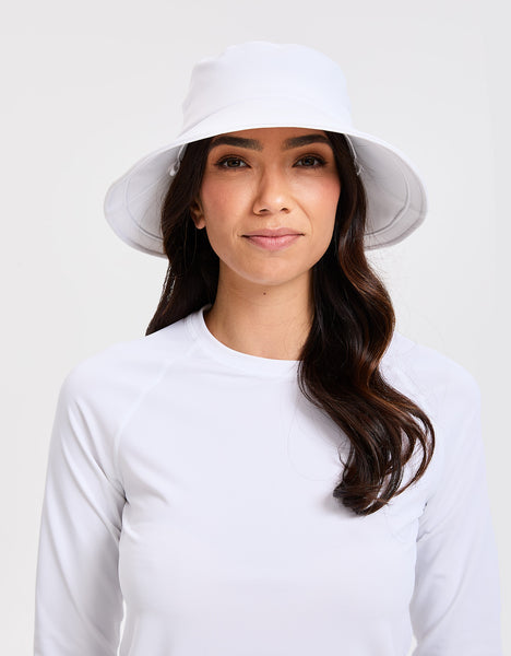 Beach Club Sun Hat UPF50+ | Women's Bucket Hat | Solbari USA White