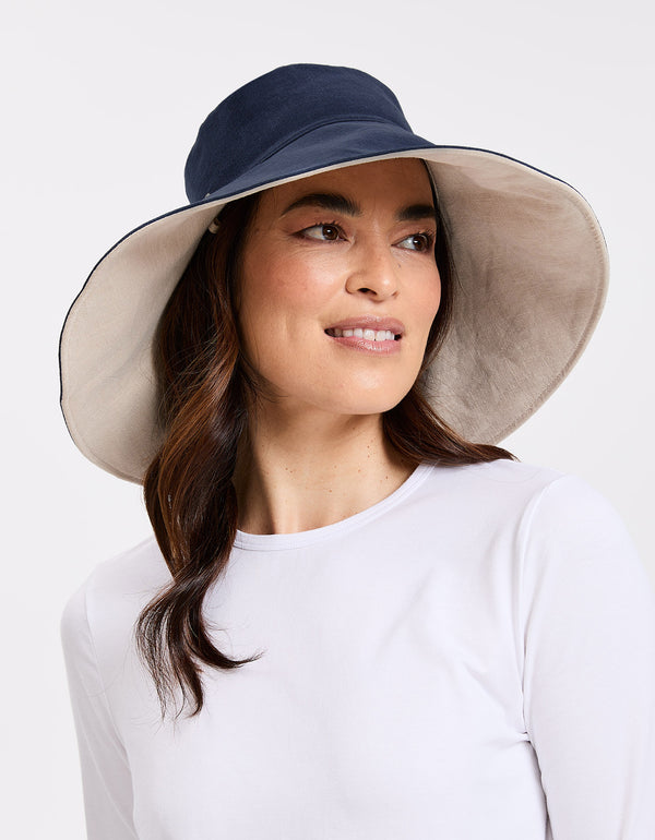 Ultra Wide Cotton Linen Hat UPF 50+