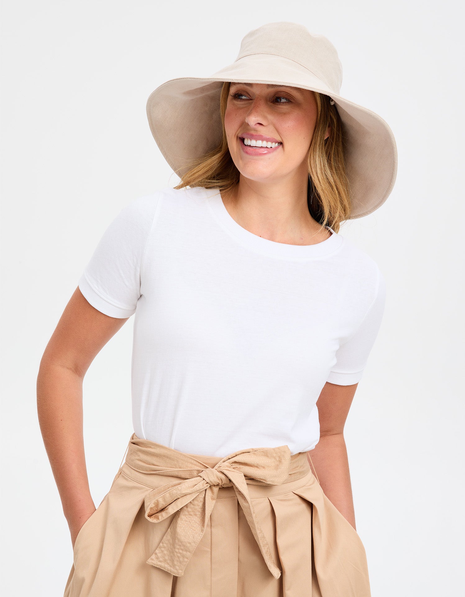 Summer Wide Brim 15cm Linen Sun Hats for Women Uv Protection UPF