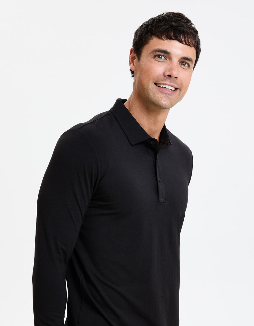Sun Protective Long Sleeve Polo Shirt For Men UPF 50+ | UV Protection
