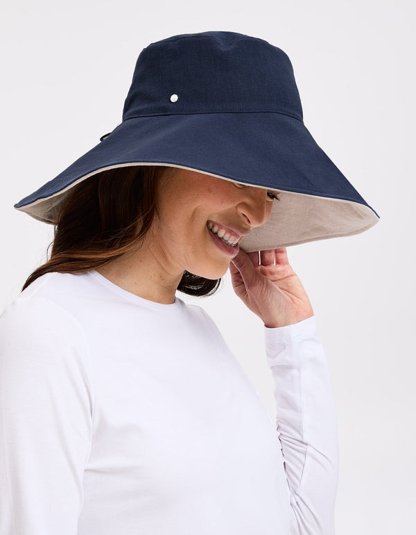 Ultra Wide Cotton Linen Hat UPF 50+