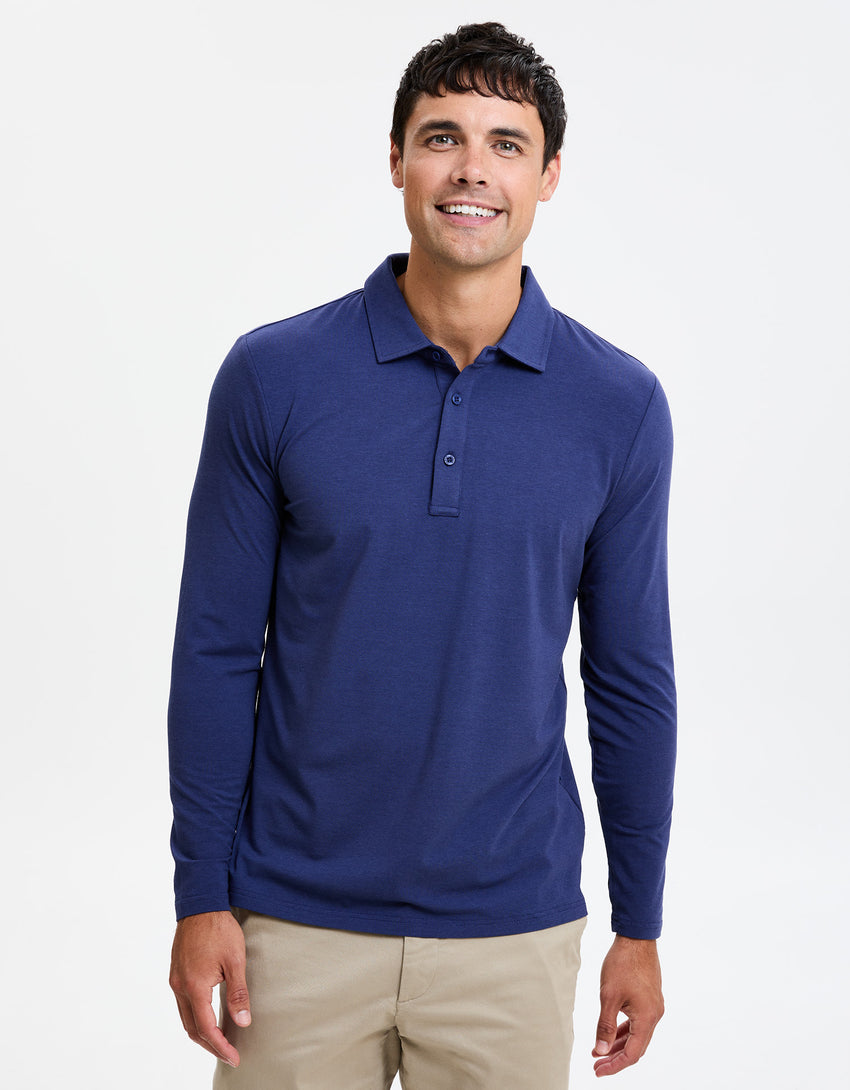 Sun Protective Long Sleeve Polo Shirt For Men UPF 50+ | UV Protection