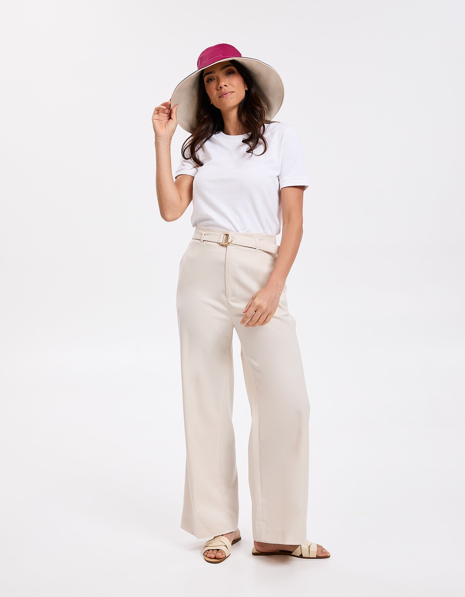 Wide Brim Hat, Women's UV Protection Sun Hat UPF50+ | Solbari Burgundy / Beige
