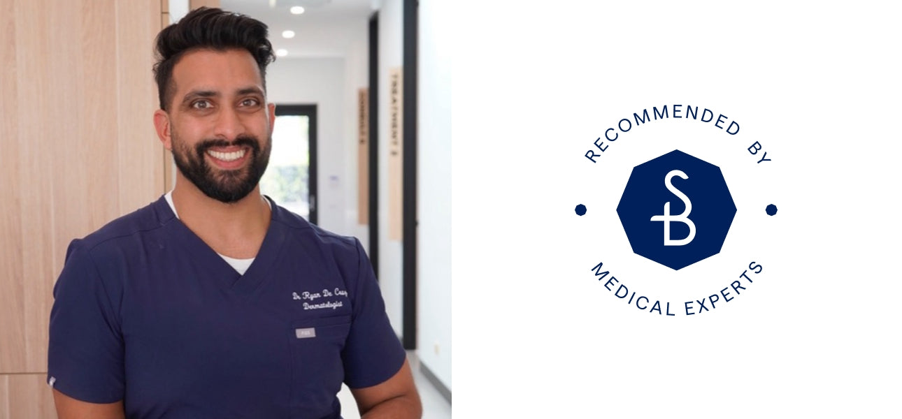 Dr Ryan de Cruz next to a Solbari logo, with the text recommended be medical experts