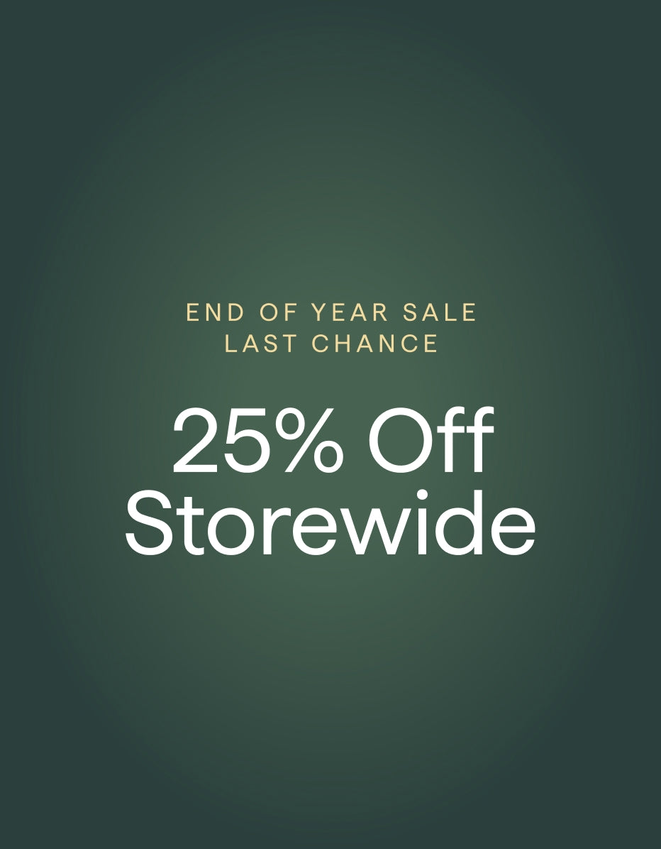 Promotional banner about an end of year sale last chance message with 25% off storewide.
