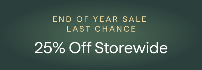 Promotional banner about an end of year sale last chance message with 25% off storewide.