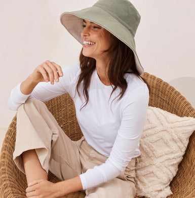 Ultra Wide Cotton Linen Sun Hat reduces skin ageing from sun exposure