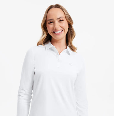 Women's Long Sleeve Polo Shirt with collar provides neck protection