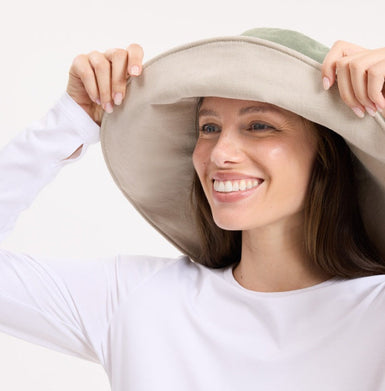 Ultra Wide Cotton Linen Sun Hat with customisable shape