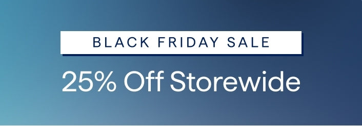 Narrow Black Friday sale banner with a blue background and white writing.