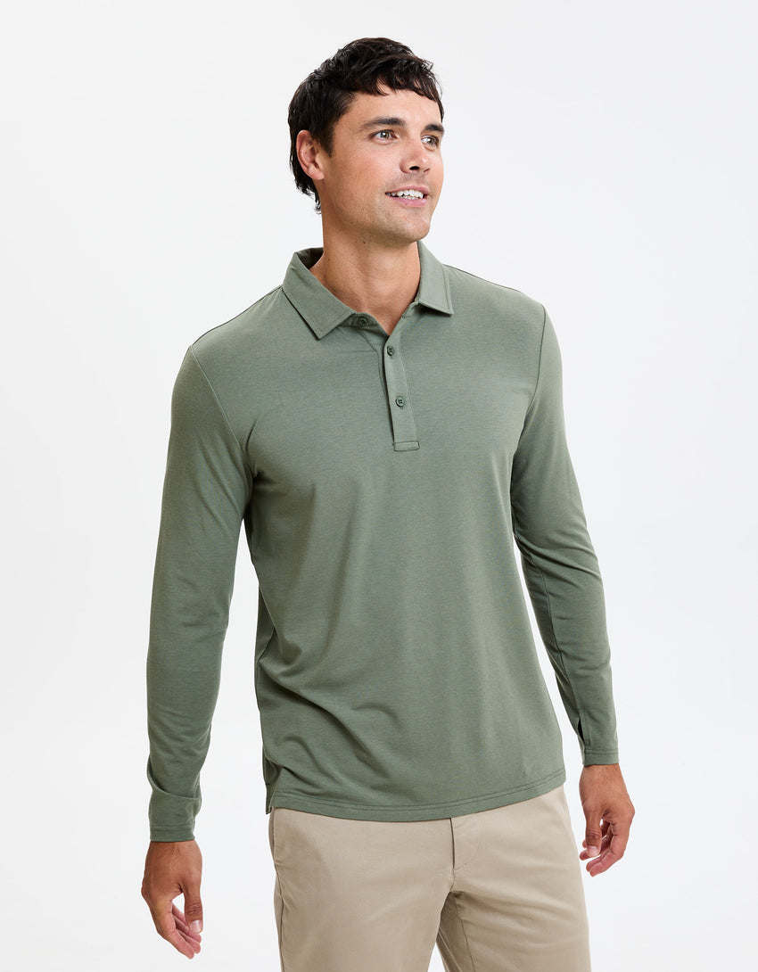 Sun Protective Long Sleeve Polo Shirt For Men UPF50+ | UV Protection