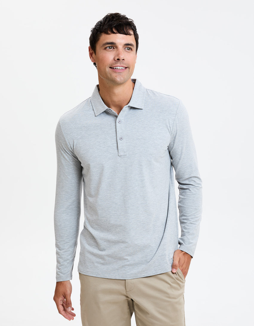 Sun Protective Long Sleeve Polo Shirt For Men UPF 50+ | UV Protection