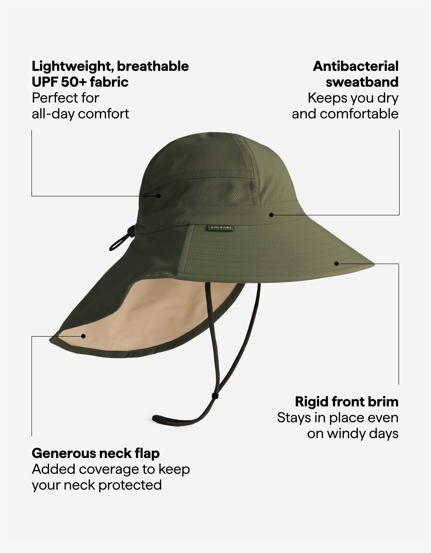 Khaki Trekker Sun Hat UPF 50+ for Men | UV Legionnaire Hat