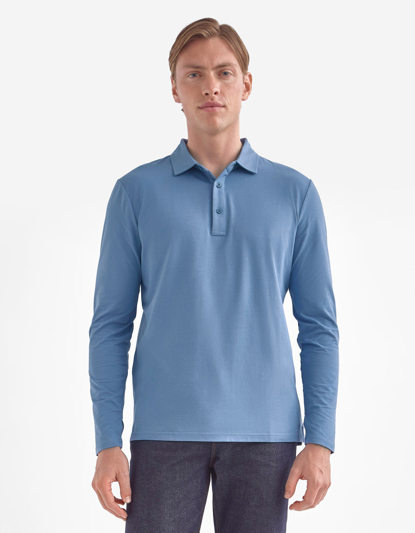 Sun Protective Long Sleeve Polo Shirt For Men UPF 50+ | UV Protection