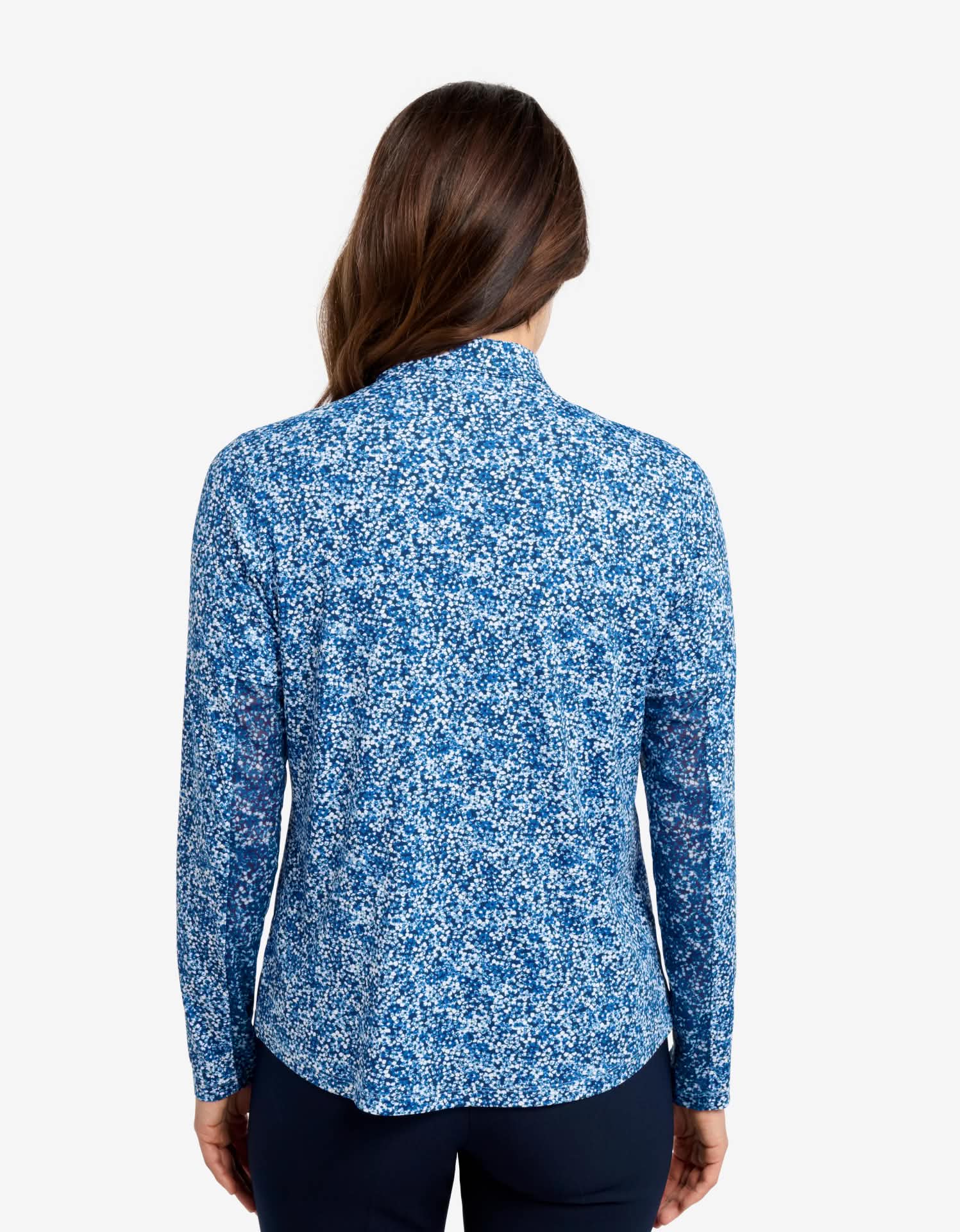 Women's UPF 50+ Printed Long Sleeve Zip Polo | UV Protective Shirt