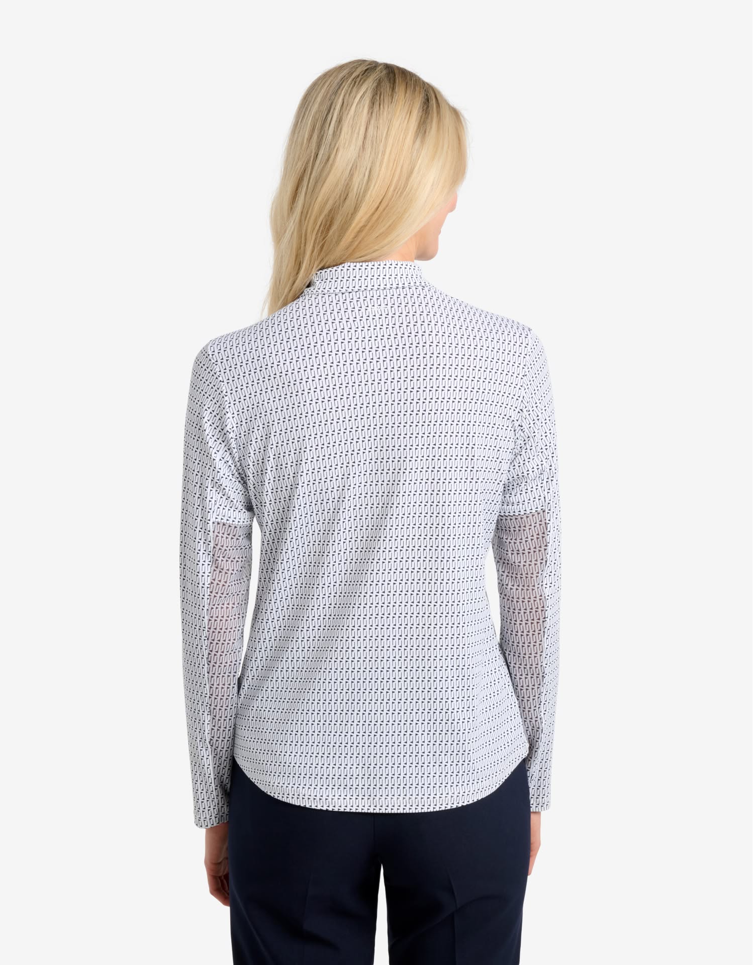 Women's UPF 50+ Printed Long Sleeve Zip Polo Shirt | UV Protective