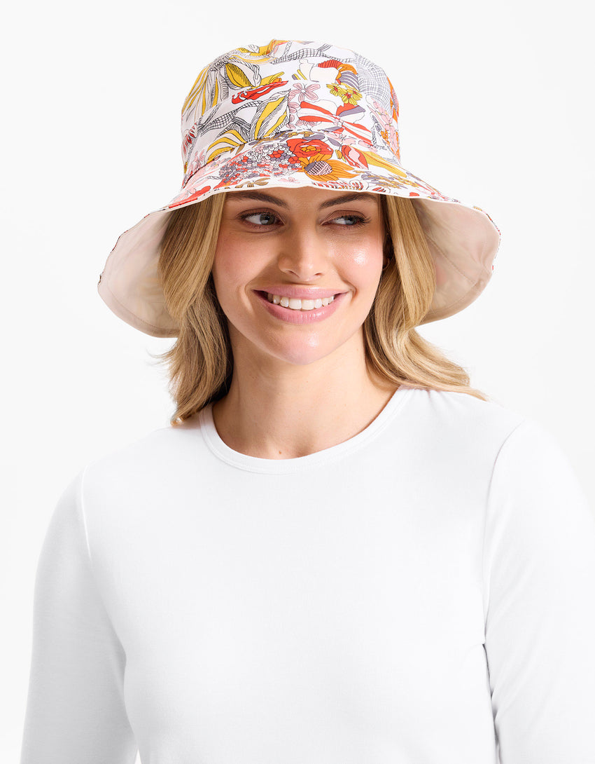 Reversible Wide Brim Printed Hat UPF50+ Sun Protective Hat For Women