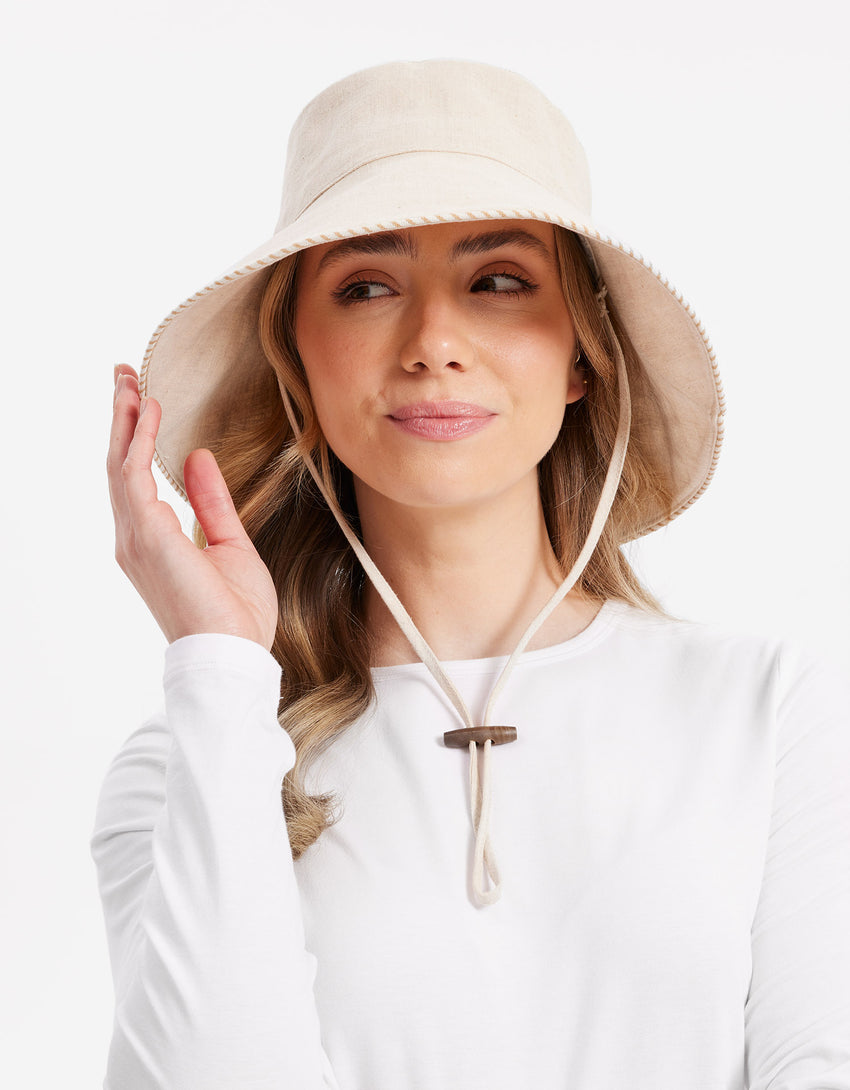 Palm Beach Cotton Linen Sun Hat UPF50+ | Women's Sun Protection Hat | Solbari US