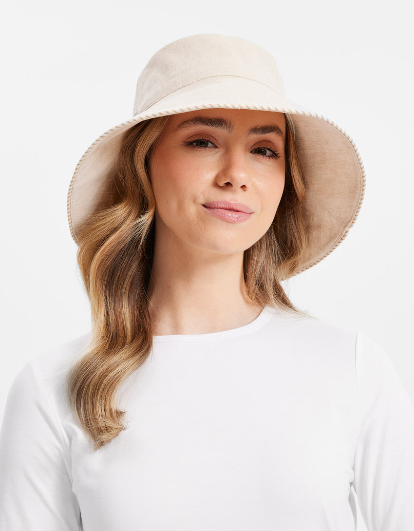 Palm Beach Cotton Linen Sun Hat UPF 50+ | Women's Sun Protection Hat | Solbari US