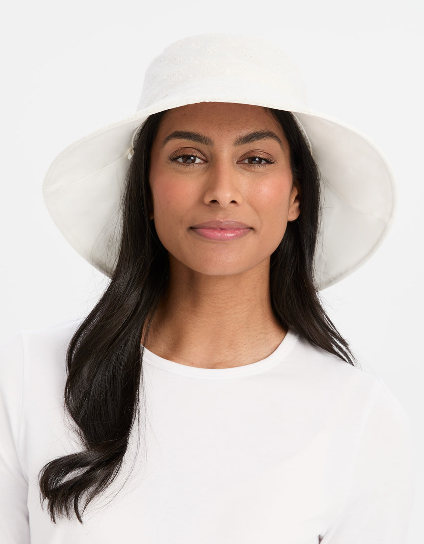 Sun Protective Wide Brim Sun Hat For Women | Broderie Wide Brim Sun Hat UPF50+ | Solbari USA