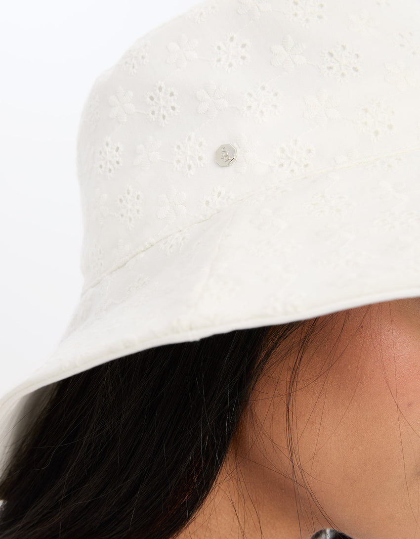 Sun Protective Wide Brim Sun Hat For Women | Broderie Wide Brim Sun Hat UPF50+ | Solbari USA