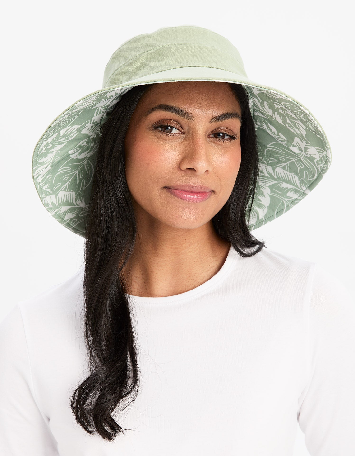 Wide Brim Tropical Sun Hat UPF50+ | Sun Protective Wide Brim Sun Hat For Women | Solbari US SAGE / TROPICAL