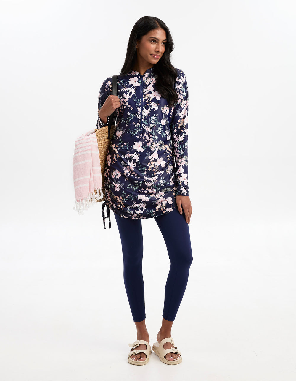 Long Sleeve Printed Swim Dress | UPF 50+ Sun Protection | Solbari US ...