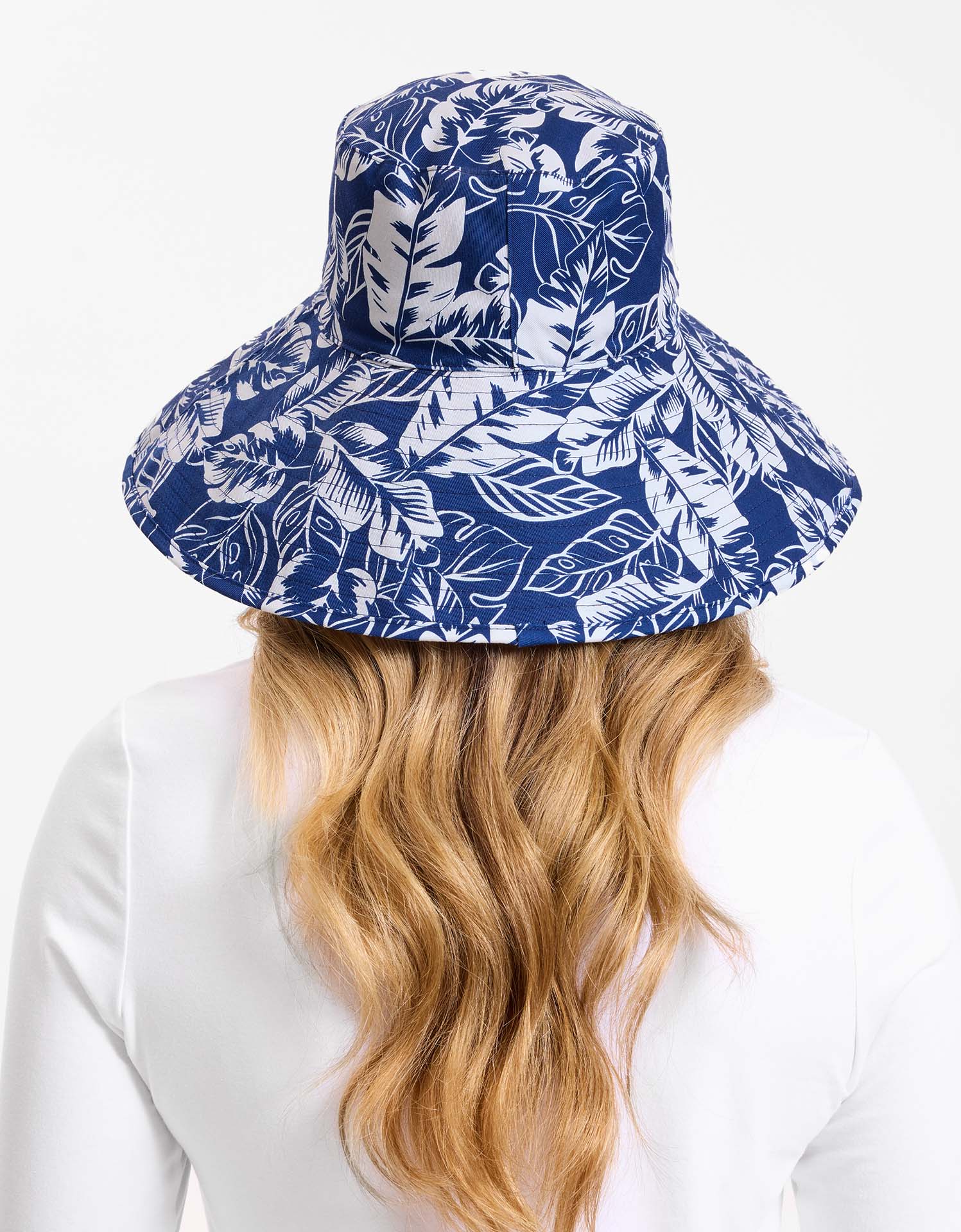 Women's Wide Brim Sun Hat | Ultra Wide Tropical Print Sun Hat UPF50+ Navy Floral