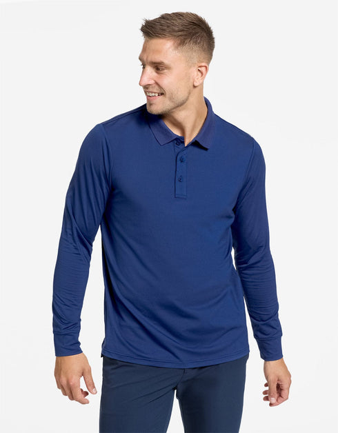 Long Sleeve Rib Collar Polo Shirt UPF50+ Active Collection