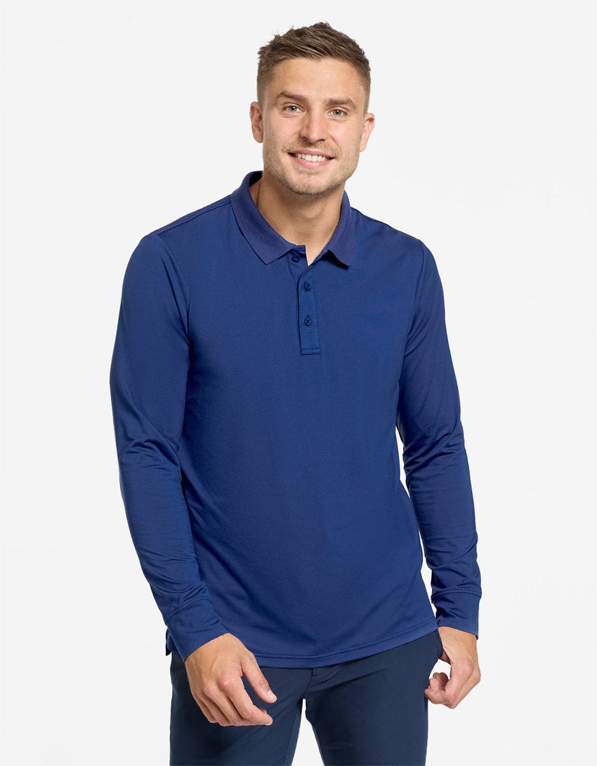 Long Sleeve Rib Collar Polo Shirt UPF50+ Active Collection | UV Protective Polo Shirt for Men