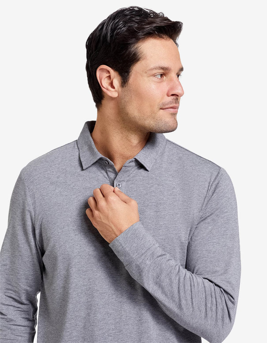 Sun Protective Long Sleeve Relaxed Fit Polo with Cuff For Men | UV Protection Polo for Men