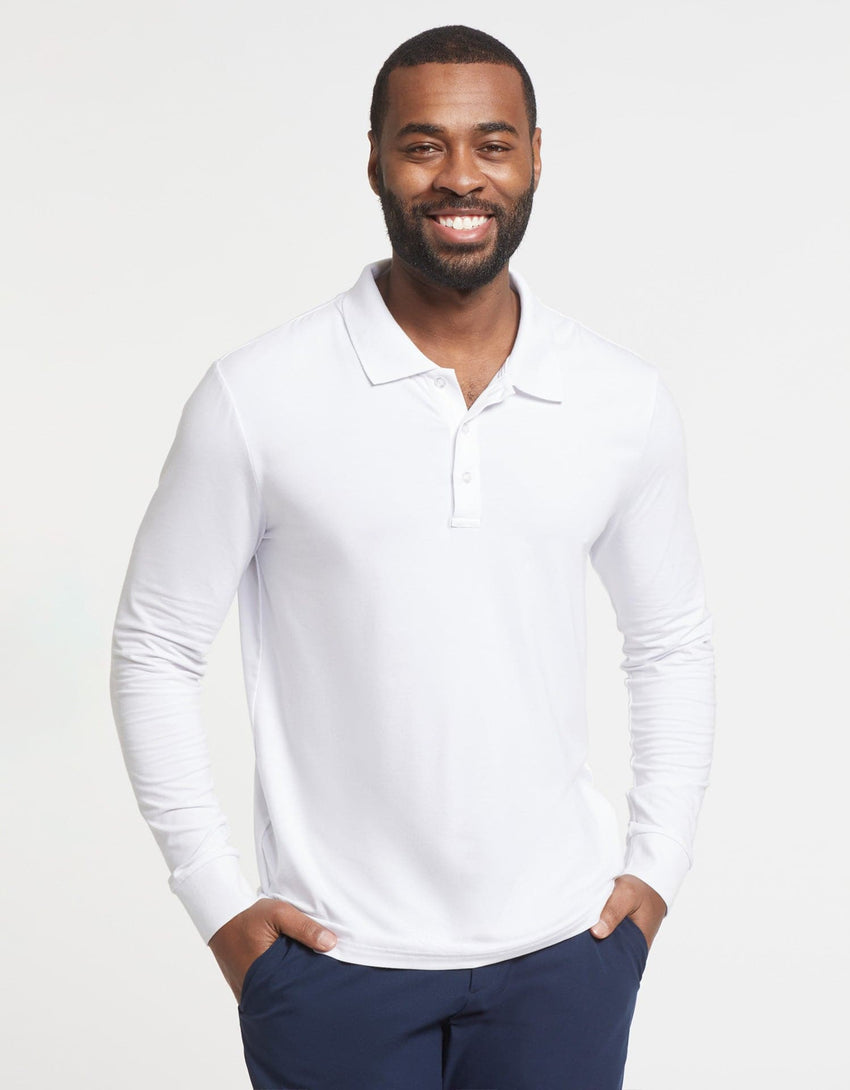Hypoallergenic UV Protective Long Sleeve Rib Collar Polo Shirt For Men
