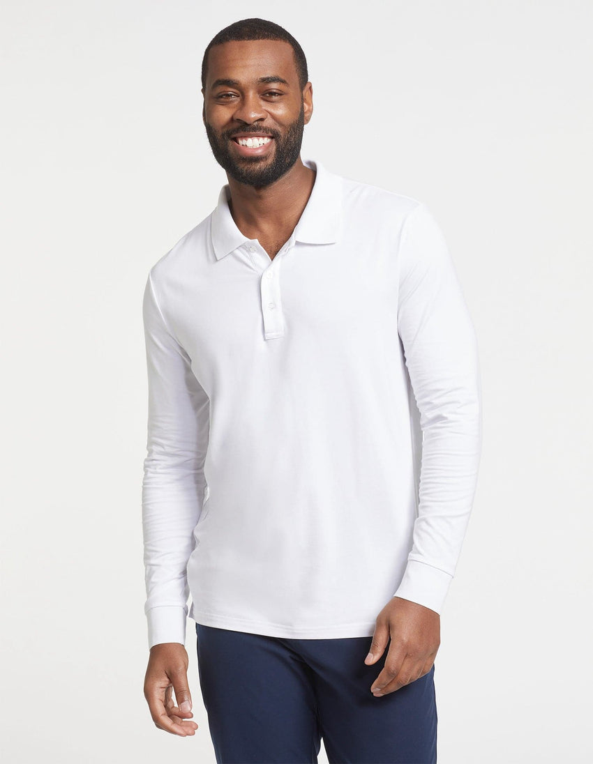 Hypoallergenic UV Protective Long Sleeve Rib Collar Polo Shirt For Men
